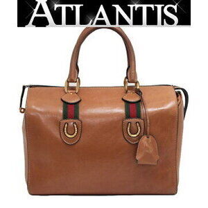 Gucci Boston bag brown leather signature Web stripe